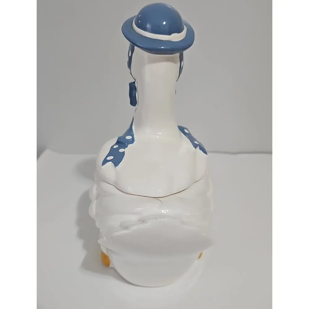 Vintage Mother Goose Ceramic Cookie Jar Canister Blue Ribbon Cottagecore